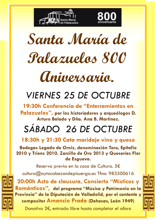 Amancio Prada pone broche el final al los actos del 800 Aniversario de Santa María de Palazuelos