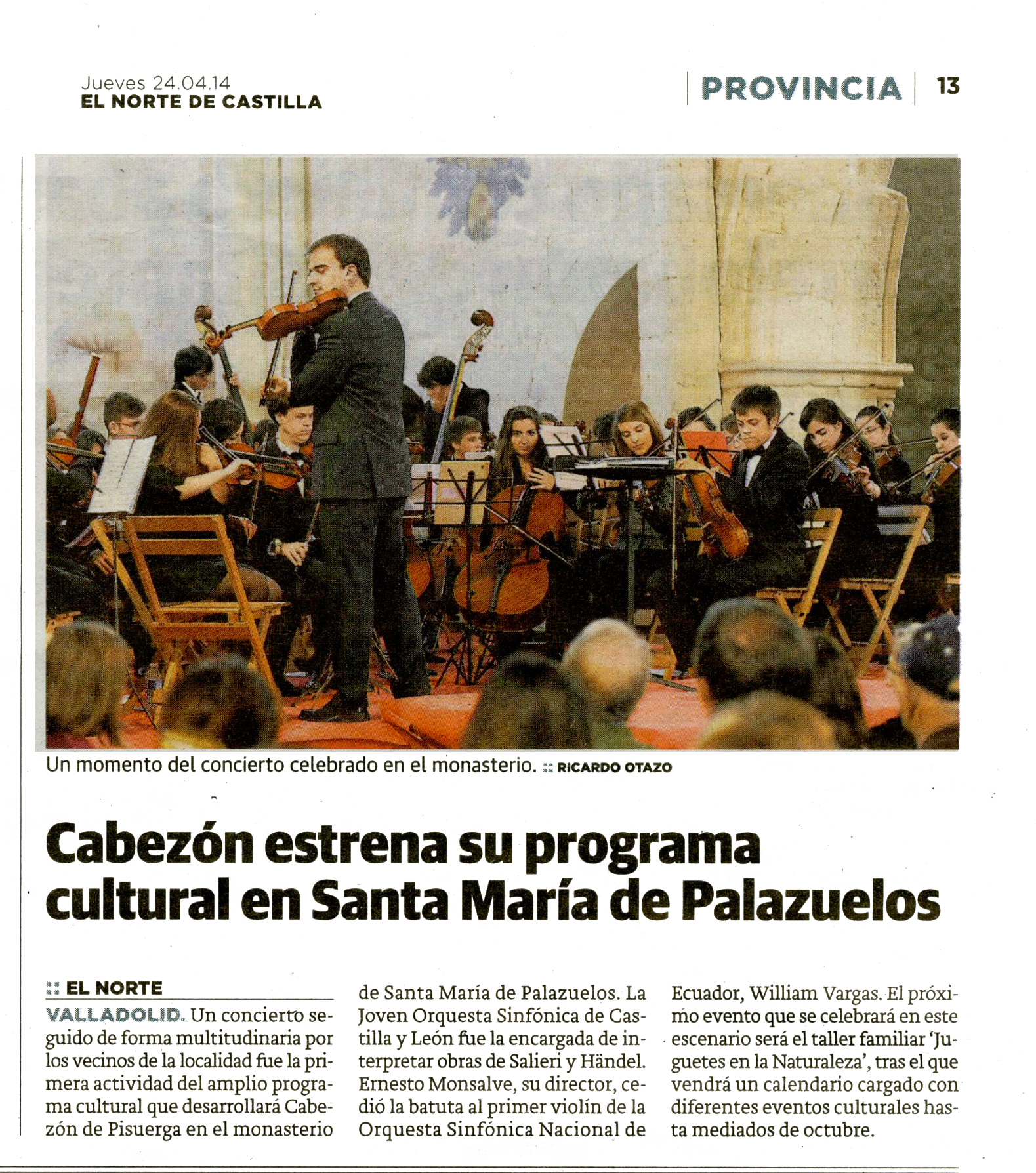 Orquesta de Enseñanzas Profesionales del Conservatorio de Música de Palencia en concierto, el domingo 4 de mayo a las 12:45h
