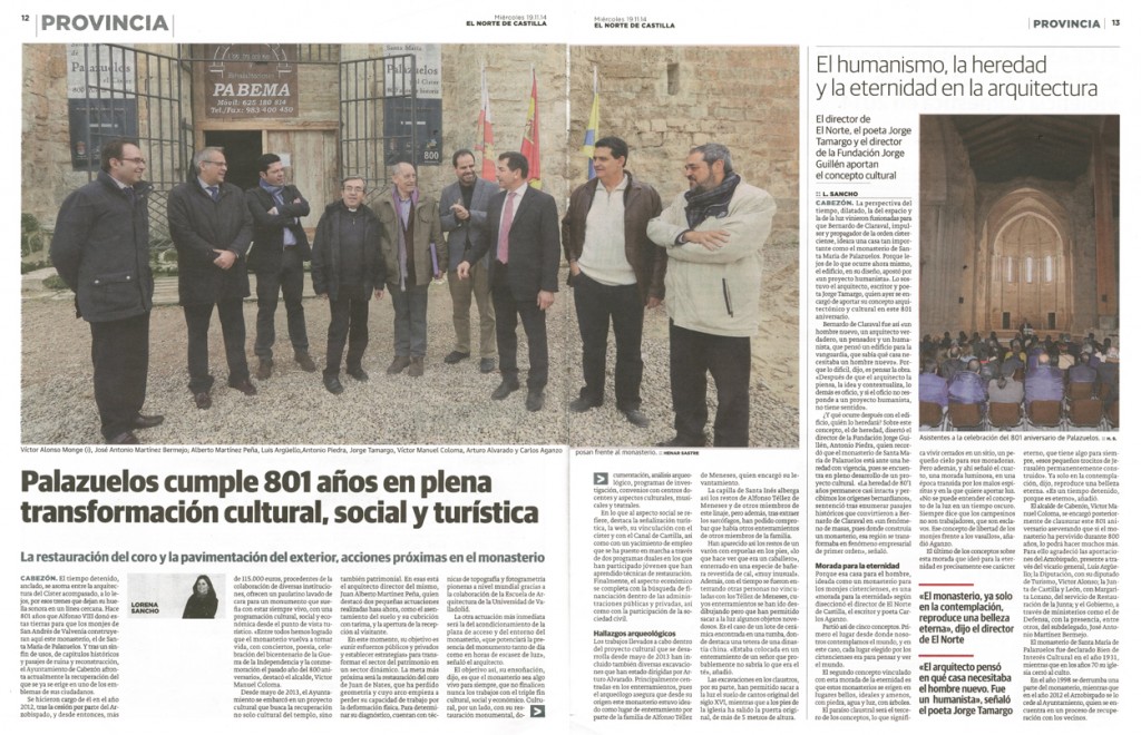 La historia emerge en Palazuelos, portada del periódico «El Norte de Castilla 1 de diciembre de 2014»