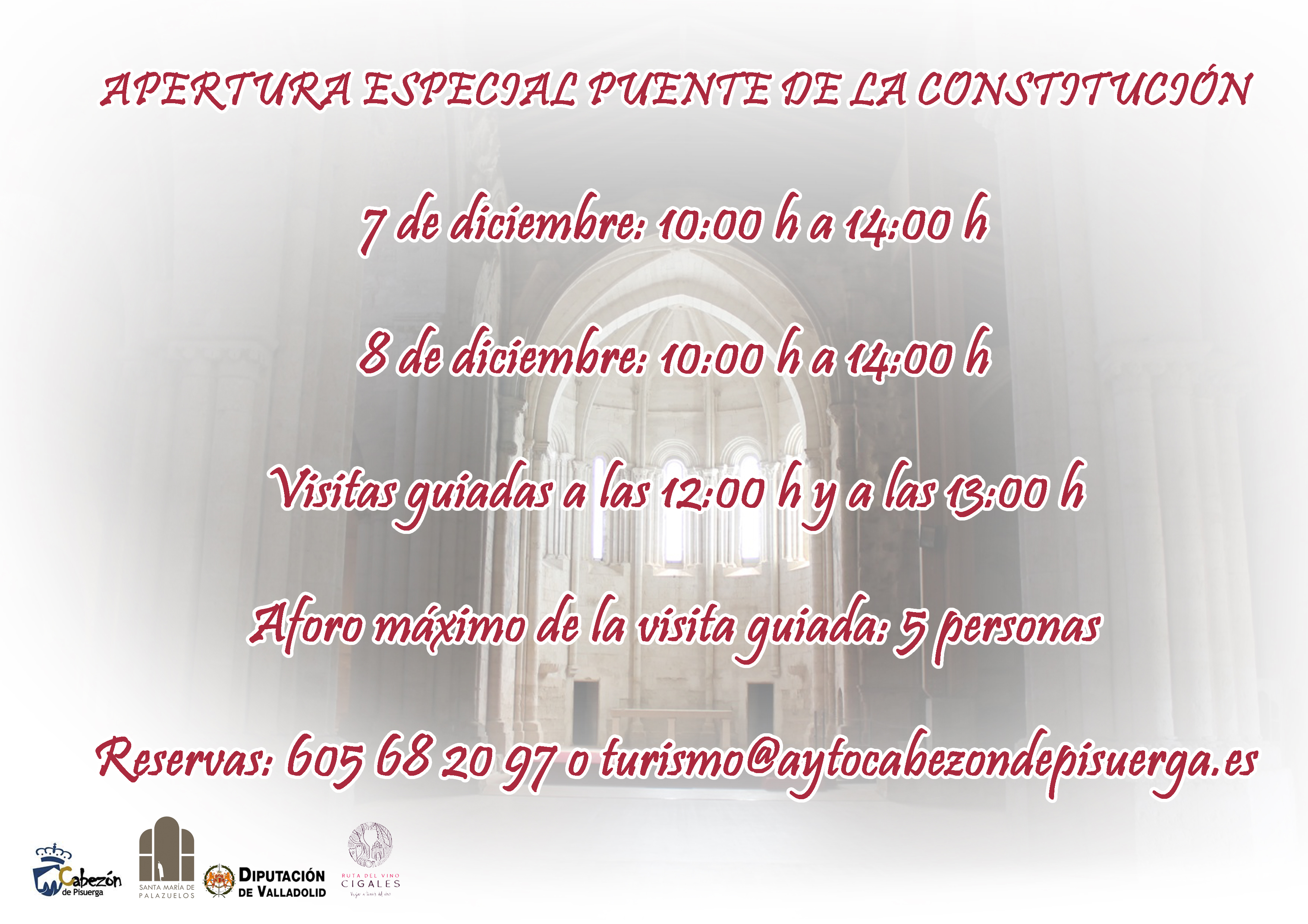 Cierre el 12 y 13 de diciembre del Monasterio y de la Oficina de Turismo