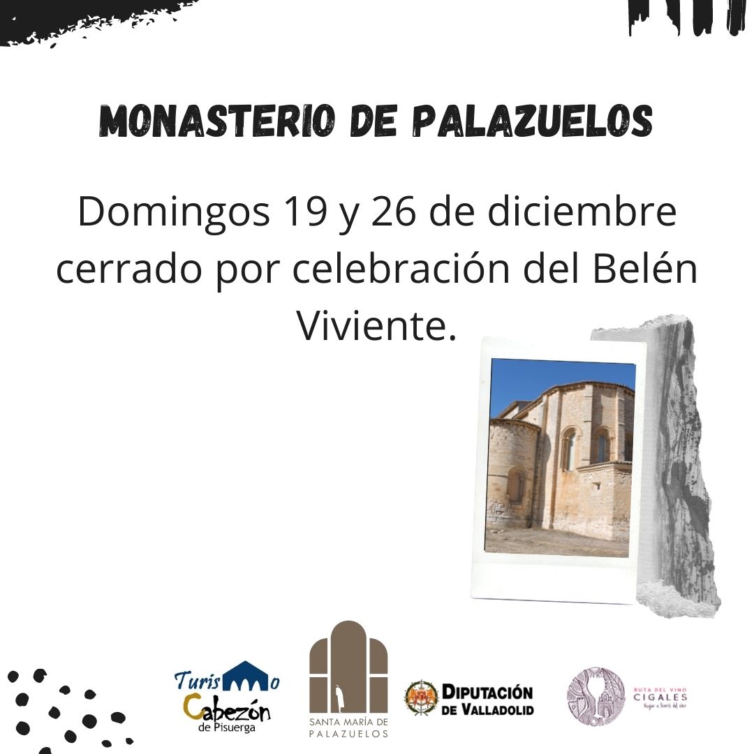 Oficina de Turismo y Monasterio de Palazuelos cerrados del 10 al 12 de diciembre